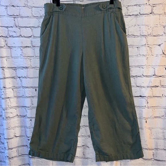 croft & barrow Pants - Croft & Barrow Linen Blend High Rise Wide Leg Cropped Casual Pants Size Large